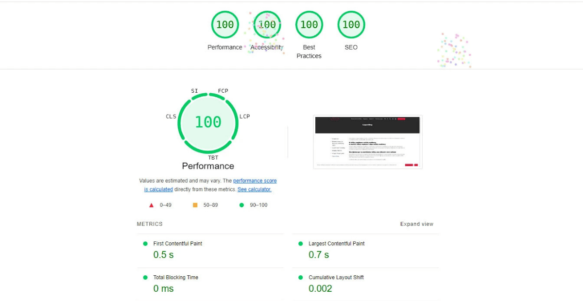 Page speed insight