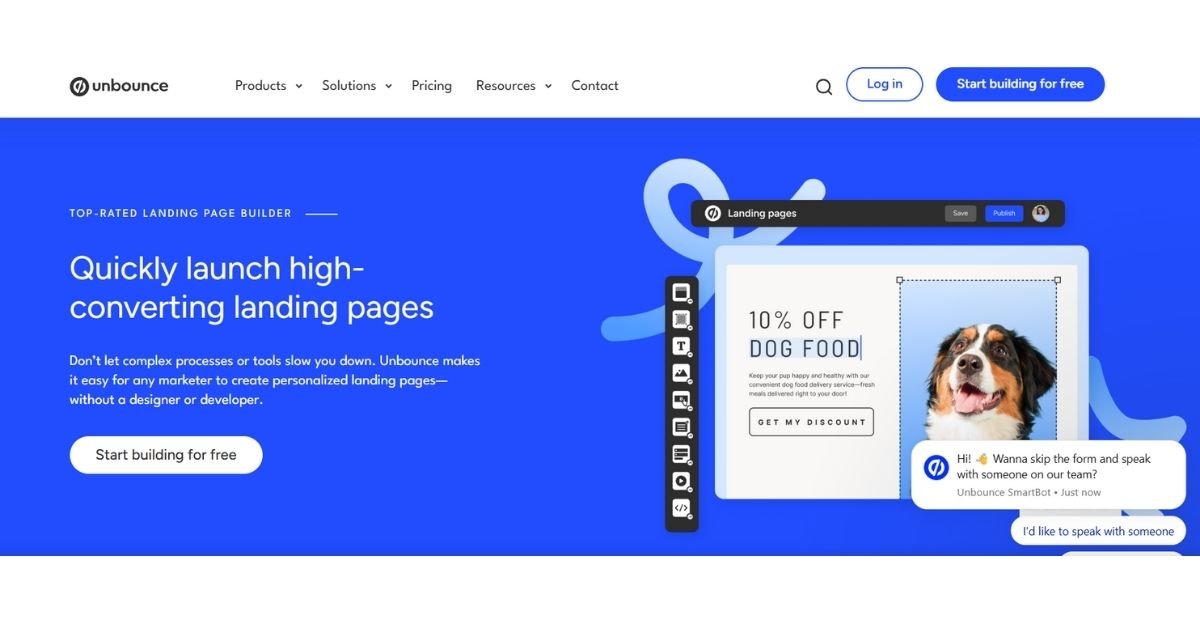 Unbounce website banner