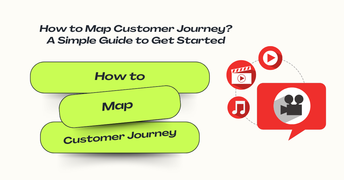 Illustration showing stages of the customer journey with touchpoints from awareness to advocacy.