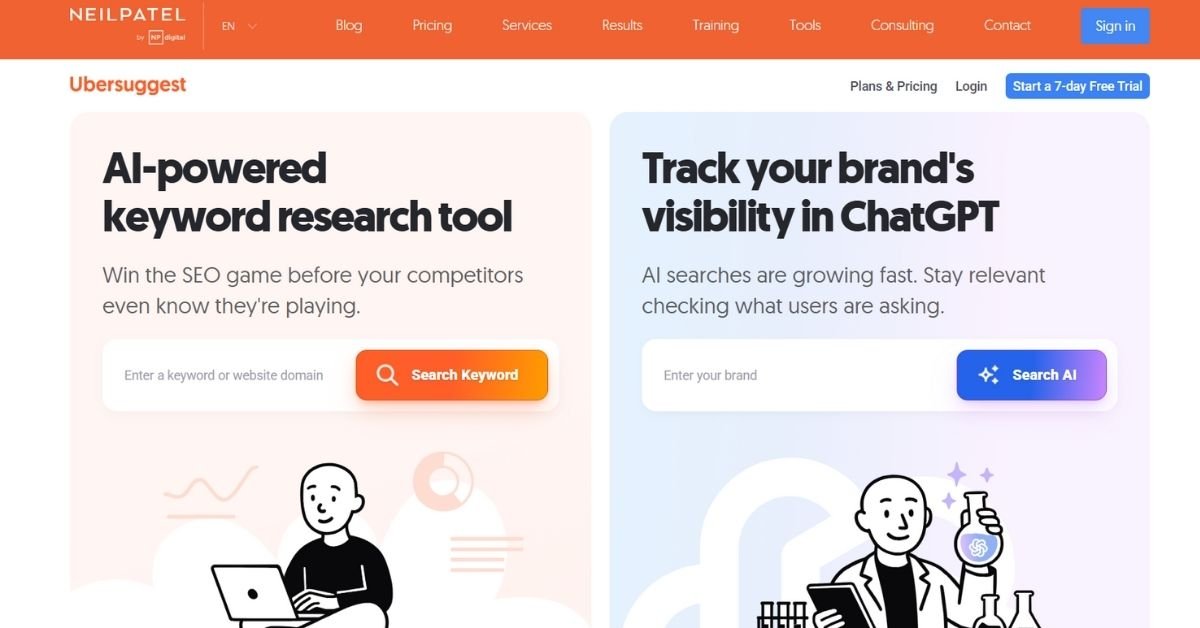 Ubersuggest by Neil Patel – Beginner-Friendly & Insightful