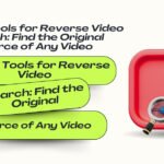 Top 10 tools for reverse video search illustration showing video player icon with magnifying glass to find original source of any video.